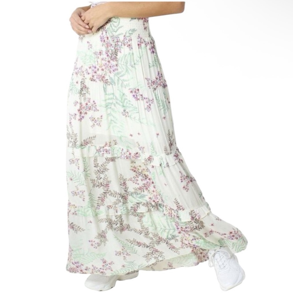 NWT Luxury Hale Bob Spring Summer Vaca White Tiered Maxi Skirt